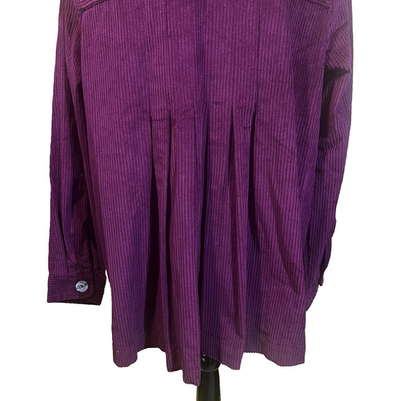 Woman Within Wide Wale Corduroy Shacket Button Chore Jacket Size 14/16 Purple - Picture 6 of 12